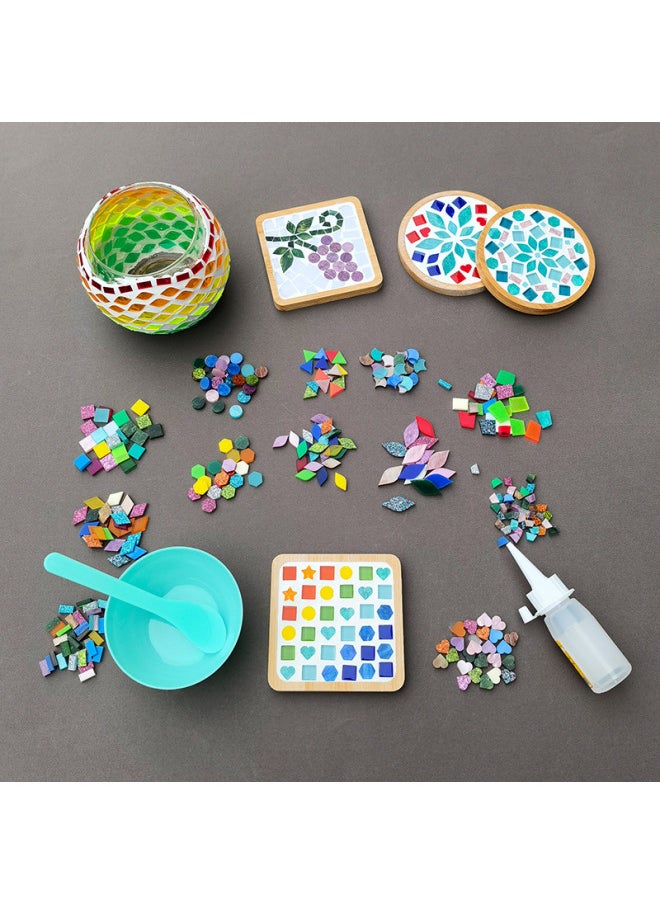 200g 1.0 Square Acrylic Mosaic Colored Plexiglass Handmade Diy Material Package Table Lamp Patch-Colour:For Apple Green Translucent [200g, About 684 Capsules]