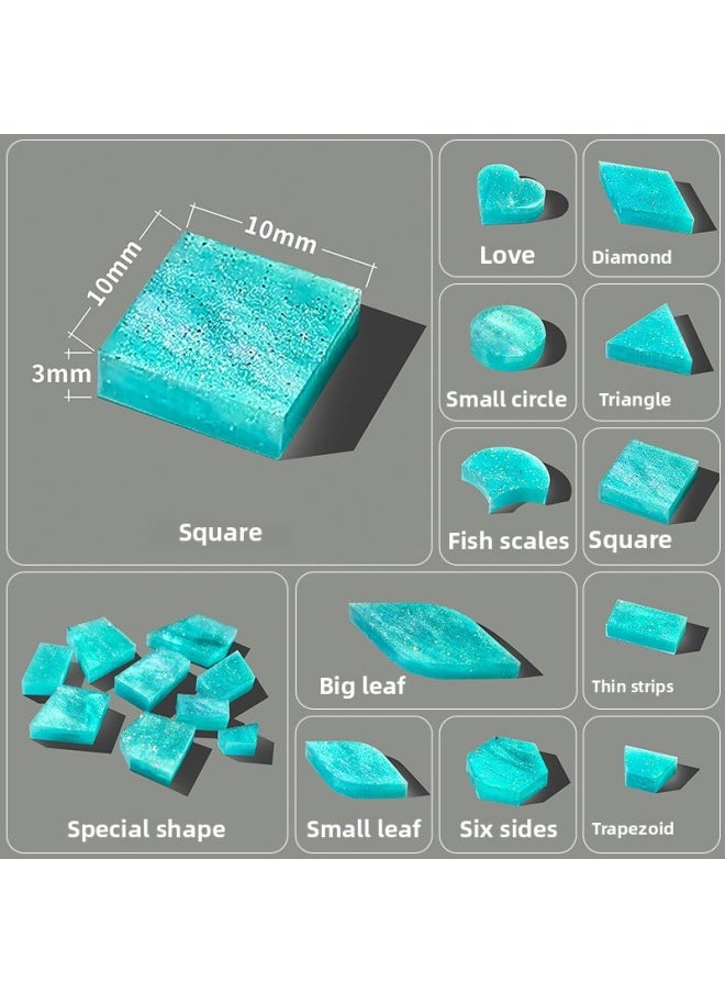 200g 1.0 Square Acrylic Mosaic Colored Plexiglass Handmade Diy Material Package Table Lamp Patch-Colour:For Apple Green Translucent [200g, About 684 Capsules]