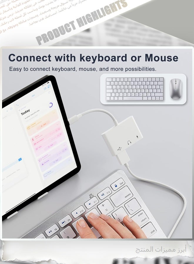 زن محول سماعات رأس USB-C إلى مقبس 3.5 ملم مع منفذ شحن، ومحول كابل OTG، وموزع سماعات صوتية من النوع C إلى منفذ AUX لأجهزة iPhone وSamsung Galaxy S22 Ultra وS21 وS20 وiPad Pro Air وPixel 4 وأجهزة الكمبيوتر المحمولة - Image 2