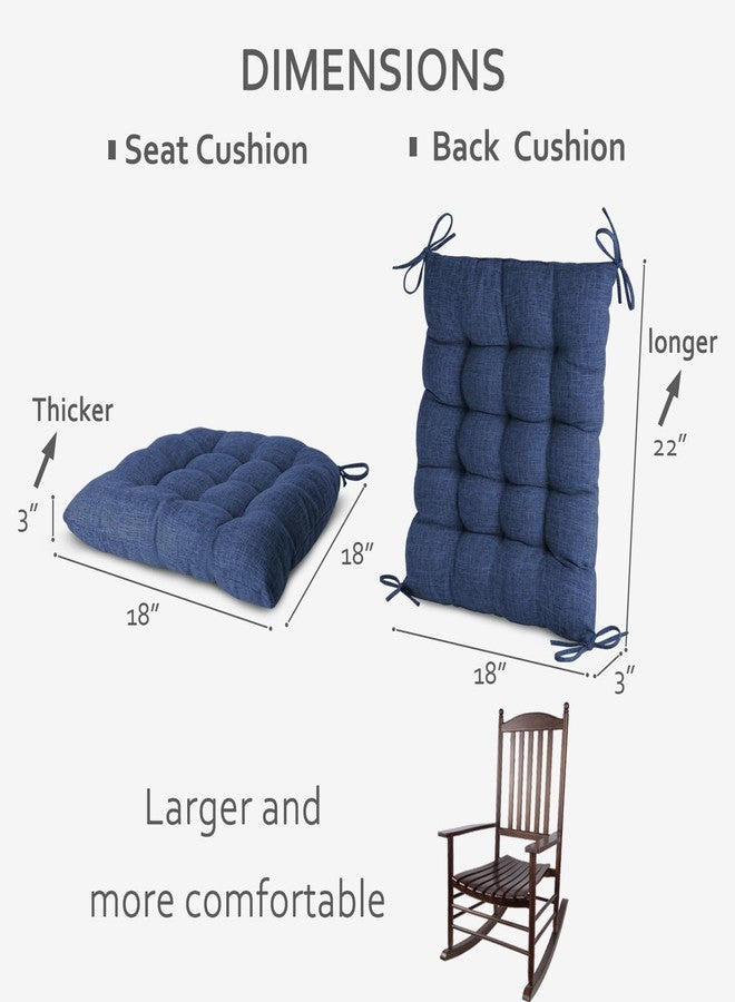 ELFJOY Extra Large Rocking Chair Cushion Thick Linen Chair Pads Back and Seat Cushion 2 Piece Set with Ties - Image 2