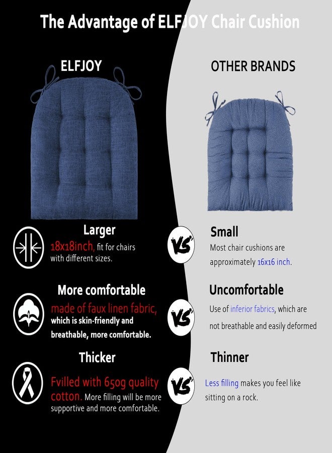 ELFJOY Extra Large Rocking Chair Cushion Thick Linen Chair Pads Back and Seat Cushion 2 Piece Set with Ties - Image 3