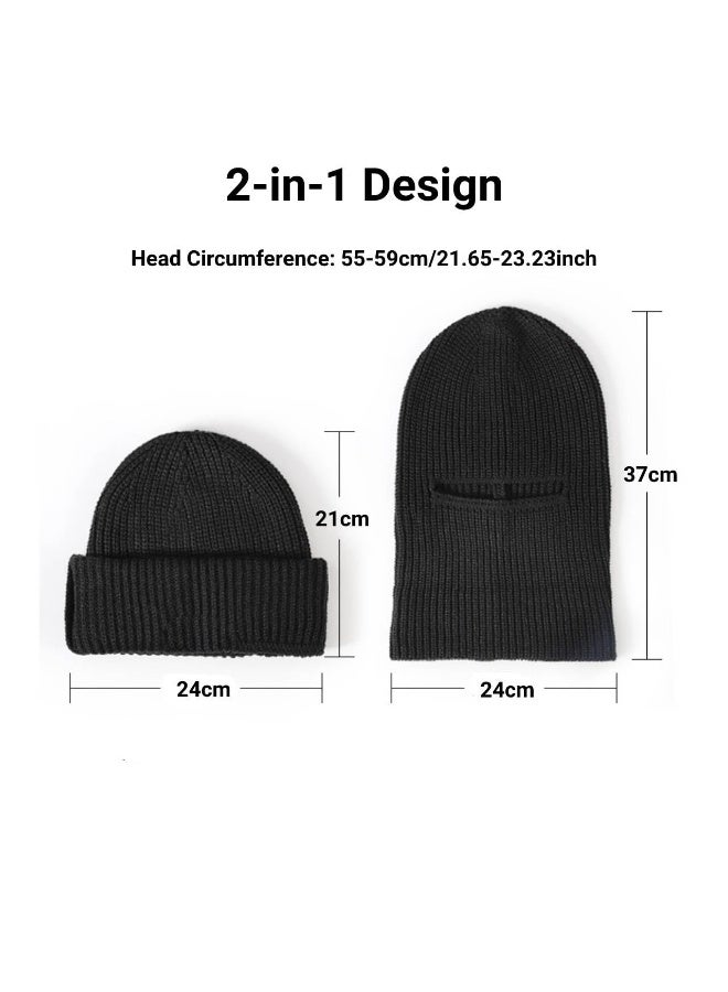 Face Mask Beanie Hats, 2 in 1 Knitted Beanie for Men Women, Full Face Ski Mask Face Cover Outdoor Sports - Image 2