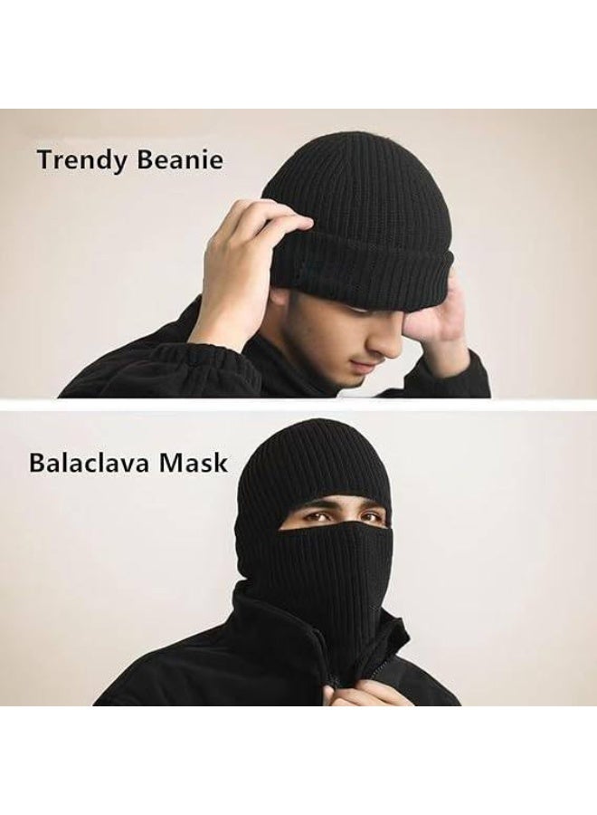 Face Mask Beanie Hats, 2 in 1 Knitted Beanie for Men Women, Full Face Ski Mask Face Cover Outdoor Sports - Image 3