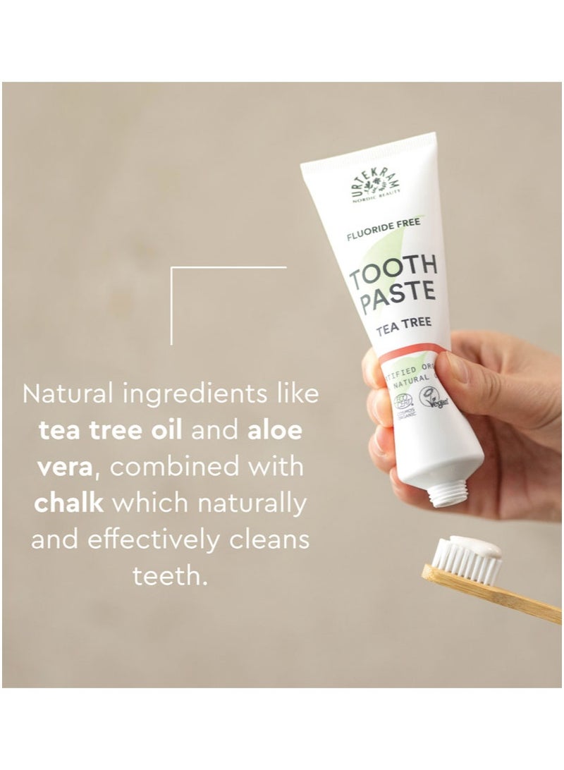 Urtekram Organic Tea Tree Toothpaste, 75ml - Fluoride-Free, 100% Organic - Vegan, Natural Ingredients, Gentle Oral Care - Image 4