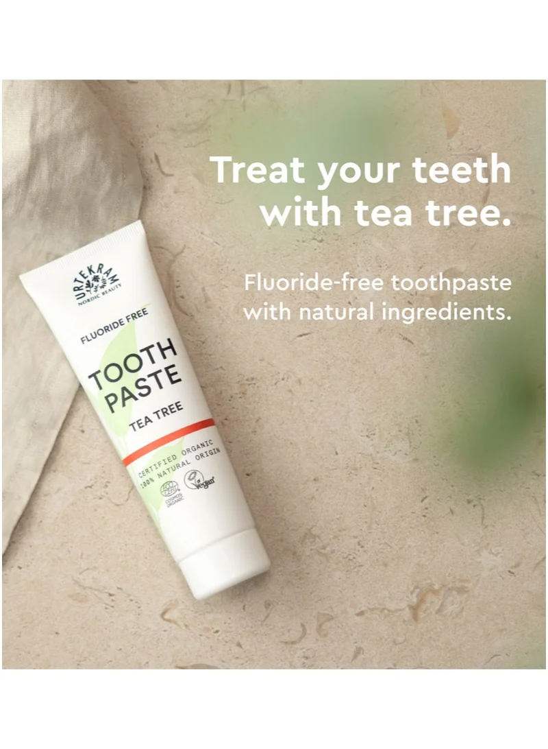 Urtekram Tea Tree Toothpaste, 75ml - Fluoride-Free, 100% Organic - Vegan, Natural Ingredients, Gentle Oral Care