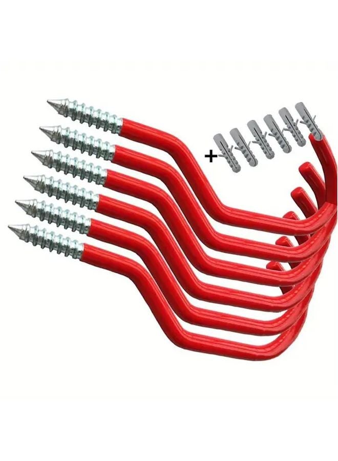 6pcs Heavy Duty Rubber Coated Bike Storage Hooks Rust Proof Ceiling Hangers Garage Organization - Image 1