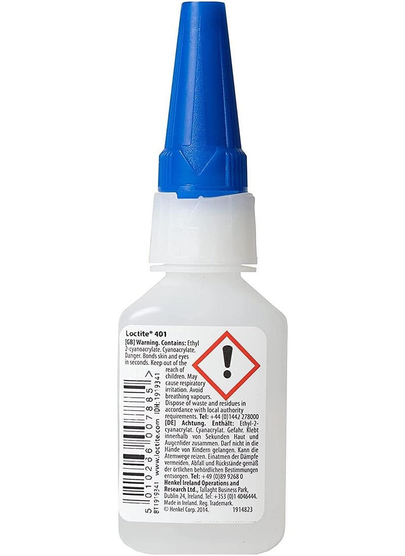 Loctite - LOCTITE 401, Universal Liquid Adhesive, High Strength Adhesive for Quick Repairs, Fast Curing Cyanoacrylate Glue Instant Adhesive for Many Materials, 20g - Image 1