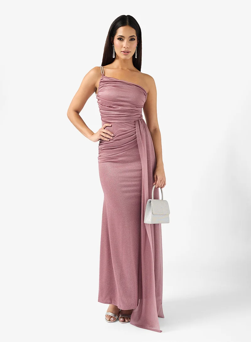 ايلا ليمتد اديشن One Shoulder Metallic Dress With Trail