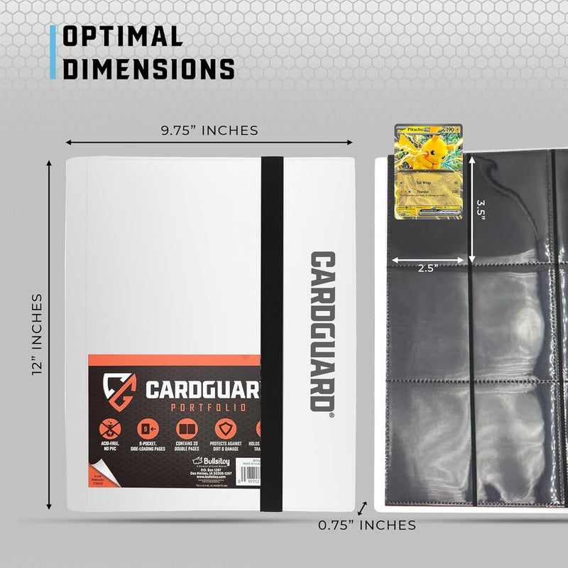 Card Guard Trading Card Binder Pro-Folio – 9 Pocket Binder - Side-Loading Album, Durable & Acid-Free Storage for Pokémon, YuGiOh, MTG, TCG, Game & Sports Cards, White - Image 4