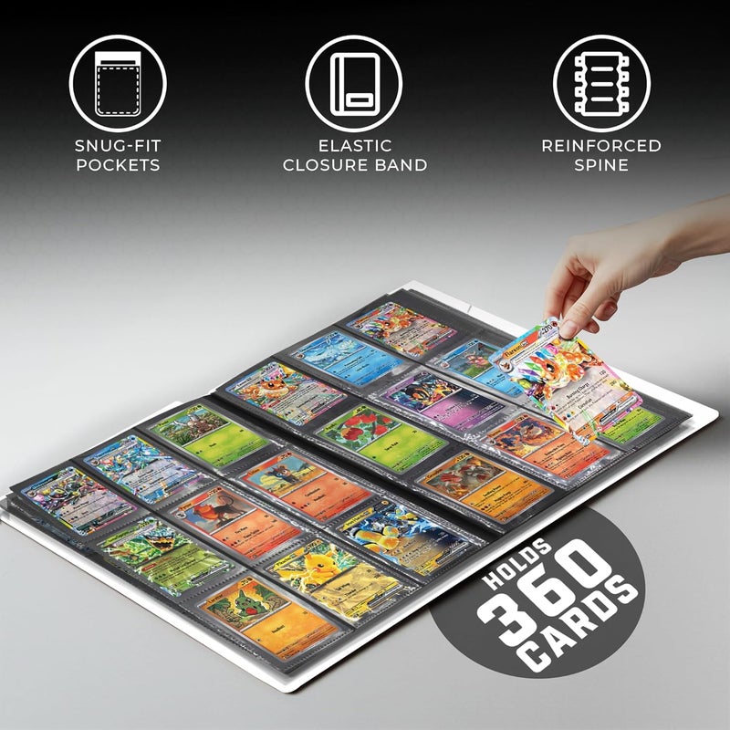 Card Guard Trading Card Binder Pro-Folio – 9 Pocket Binder - Side-Loading Album, Durable & Acid-Free Storage for Pokémon, YuGiOh, MTG, TCG, Game & Sports Cards, White - Image 3