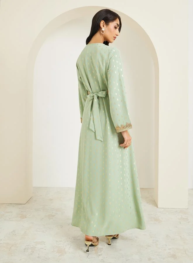 Amirah  Women Green Embroidered A-Line Kaftan for Women | Best Price UAE
