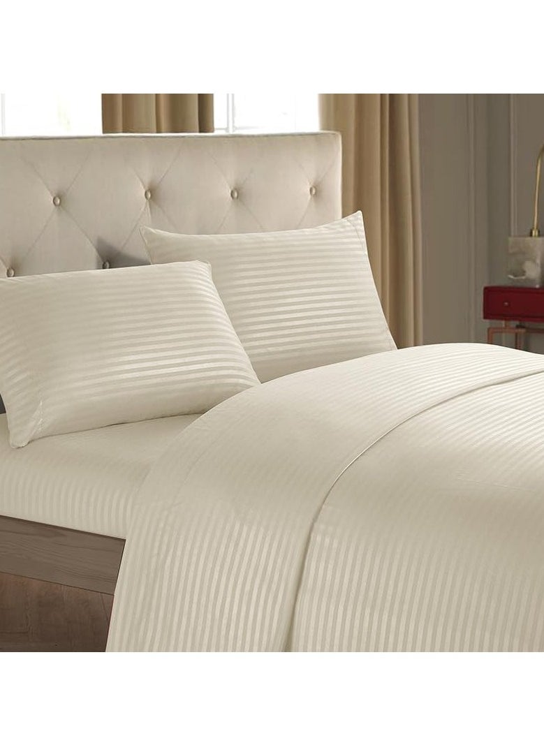 QBED - Elastic Stripe Cotton Sateen High Quality Sheet (QBED) (180 * 200 * 30 CM, Beige) - Image 1