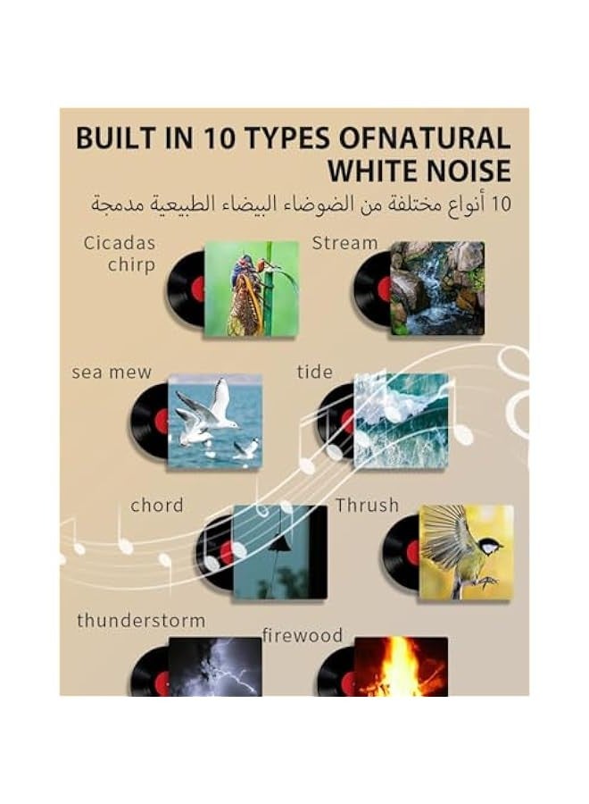 تراسل مصباح ليلي LED من سترايلف، مصباح طاولة بجانب السرير لغرفة الاطفال وغرفة النوم، مصباح ليلي محمول، مصباح مكتب قابل للتعتيم للعناية بالعين، اضواء ليلية مع ضوضاء بيضاء، مع مستشعر لمس متغير اللون  - Image 5