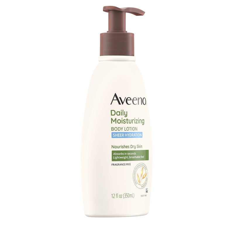 Aveeno لوشن أفينو شير هيدرايشن المرطب اليومي خالي من العطور مع الشوفان المغذي البروبيوتيك، مرطب للجسم سريع الامتصاص للبشرة الجافة مع شعور خفيف وقابل للتنفس، 12 أونصة سائلة (عبوة من 2)  - Image 4