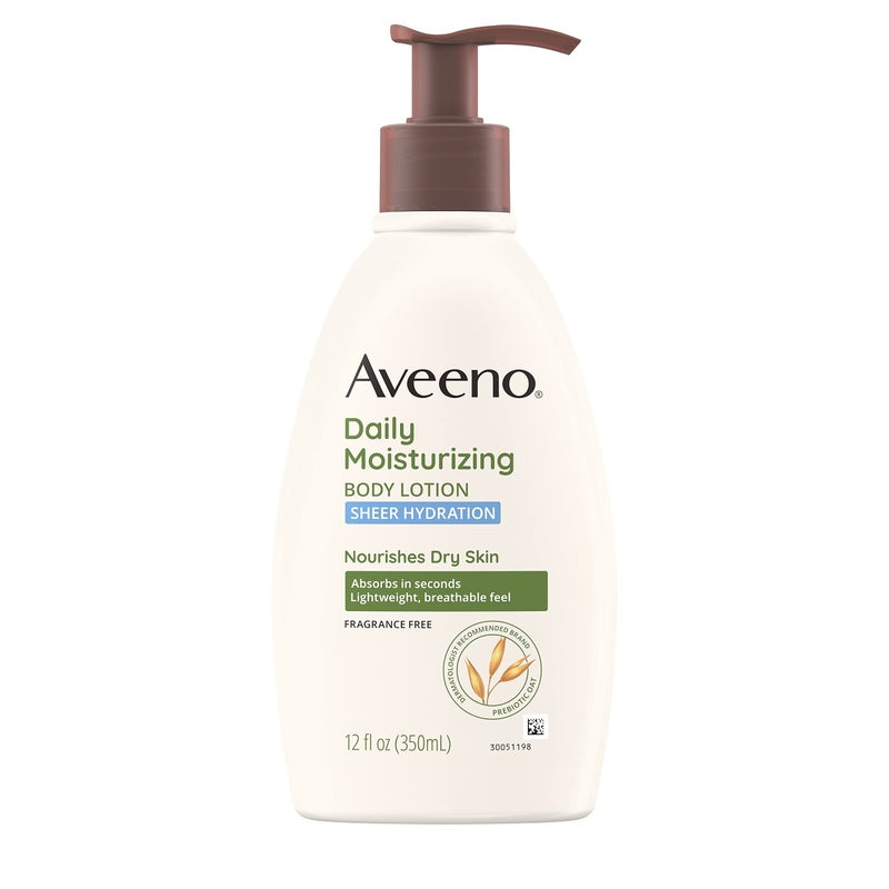 Aveeno لوشن أفينو شير هيدرايشن المرطب اليومي خالي من العطور مع الشوفان المغذي البروبيوتيك، مرطب للجسم سريع الامتصاص للبشرة الجافة مع شعور خفيف وقابل للتنفس، 12 أونصة سائلة (عبوة من 2)  - Image 3