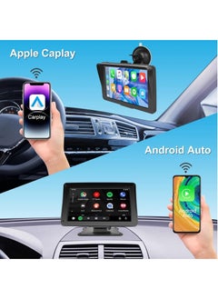 MSMR 7 Inch apple Carplay Wireless Portable Car Touch Screen for Car With 12LED Backup Camera, Wireless Android Auto Car Stereo with Bluetooth airplay AUX Cable & 64G TF Card  - Image 2