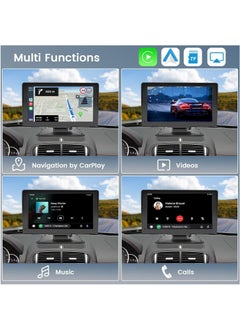 MSMR 7 Inch apple Carplay Wireless Portable Car Touch Screen for Car With 12LED Backup Camera, Wireless Android Auto Car Stereo with Bluetooth airplay AUX Cable & 64G TF Card  - Image 3