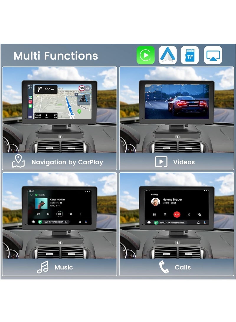 MSMR 7 Inch apple Carplay Wireless Portable Car Touch Screen for Car With 12LED Backup Camera, Wireless Android Auto Car Stereo with Bluetooth airplay AUX Cable & 64G TF Card  - Image 3