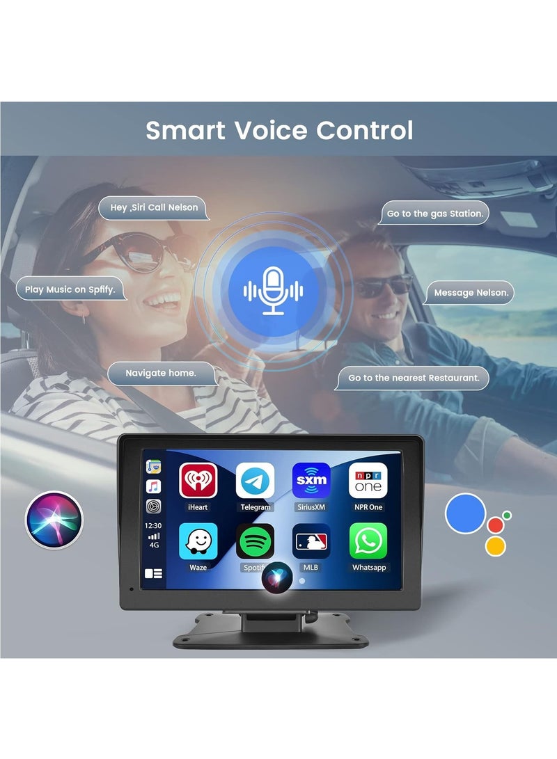 MSMR 7 Inch apple Carplay Wireless Portable Car Touch Screen for Car With 12LED Backup Camera, Wireless Android Auto Car Stereo with Bluetooth airplay AUX Cable & 64G TF Card  - Image 5