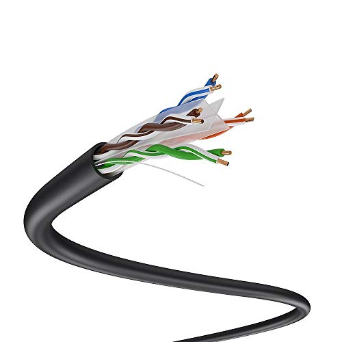 Dripstone CAT6 Direct Burial Ethernet Cable 23AWG Solid CCA UTP, Waterproof HDPE Insulated, Polyethylene (PE) Jacket for Indoor/Outdoor Installations (Black - 1000ft) - Image 2