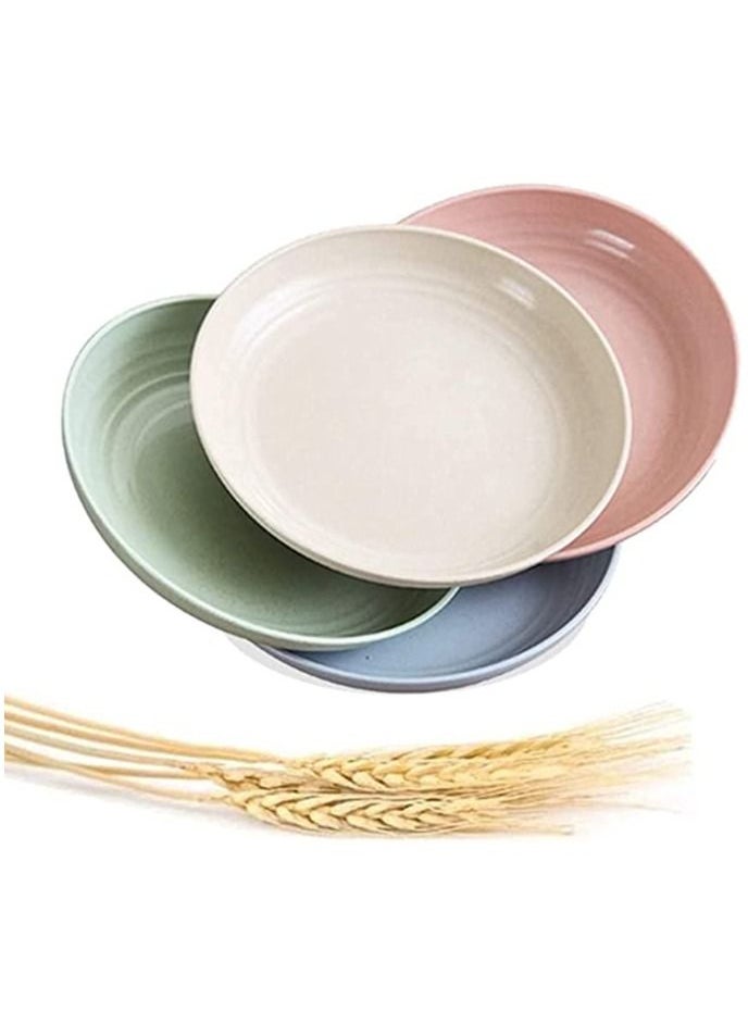 MahMir 10inch Wheat straw life Unbreakable Plates Reusable Plates Set Dishwasher & Microwave Safe Perfect for Dinner Dishes Healthy for Kids Children Toddler & Adult BPA Free & Eco-Friendly Extra Large  - Image 1