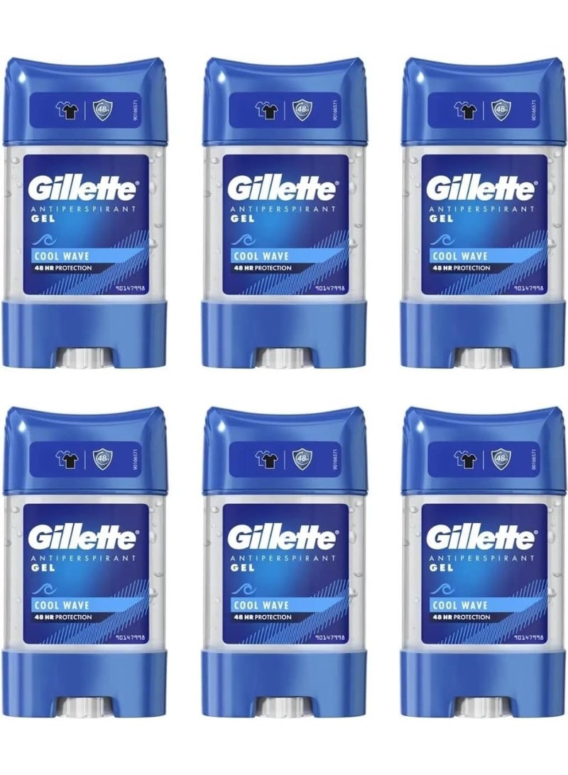 6 x جيليت جيليت إندورانس جل شفاف مضاد للتعرق 70 مل - كول ويف - Image 1