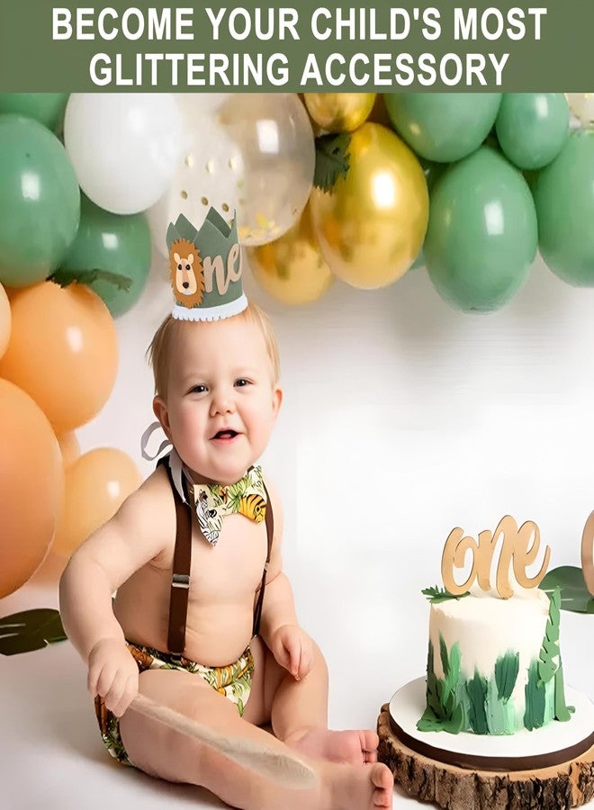Zbdroxygen Birthday Caps 1st Birthday Hat, Jungle-Themed First Birthday Crown, Grey Green Color, suitable For Role-Playing And Festival Performances - Image 4