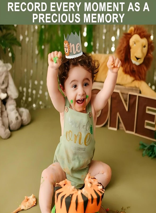 Zbdroxygen Birthday Caps 1st Birthday Hat, Jungle-Themed First Birthday Crown, Grey Green Color, suitable For Role-Playing And Festival Performances - Image 5