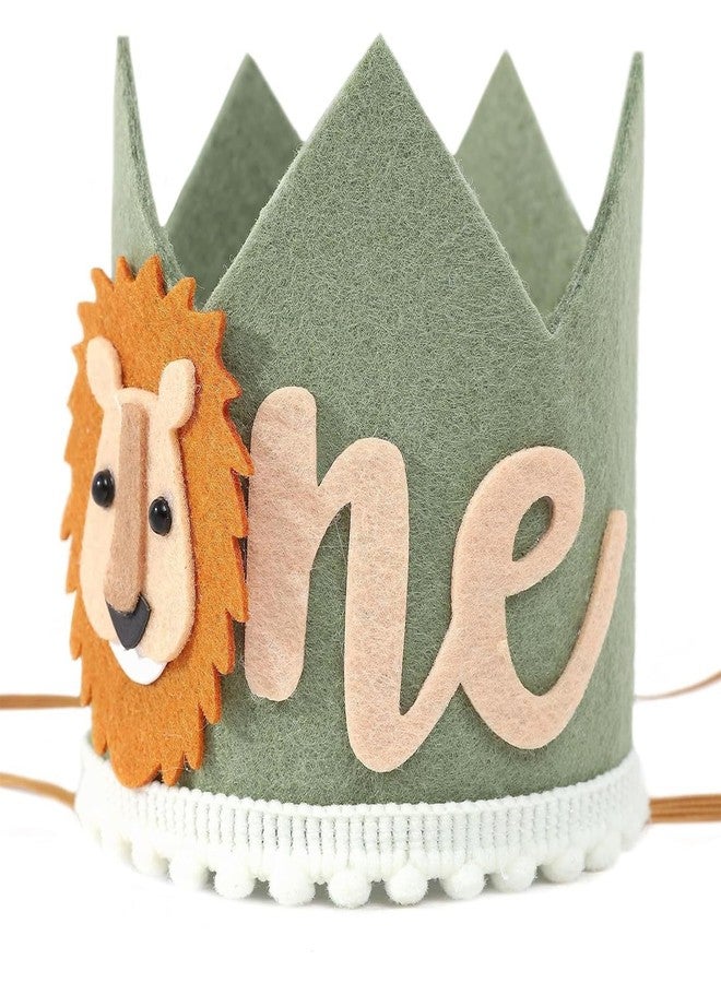 Zbdroxygen Birthday Caps 1st Birthday Hat, Jungle-Themed First Birthday Crown, Grey Green Color, suitable For Role-Playing And Festival Performances - Image 1
