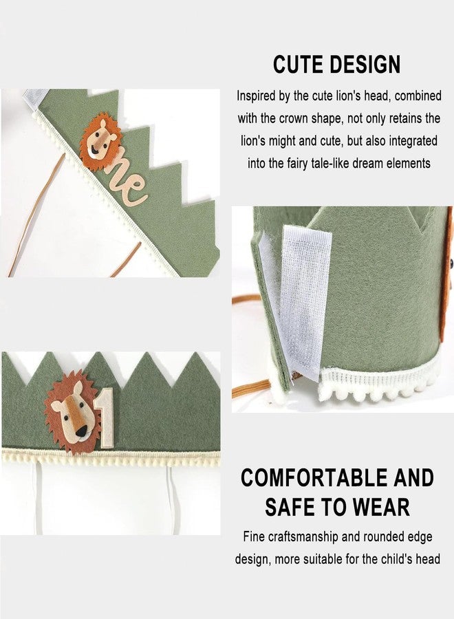 Zbdroxygen Birthday Caps 1st Birthday Hat, Jungle-Themed First Birthday Crown, Grey Green Color, suitable For Role-Playing And Festival Performances - Image 3
