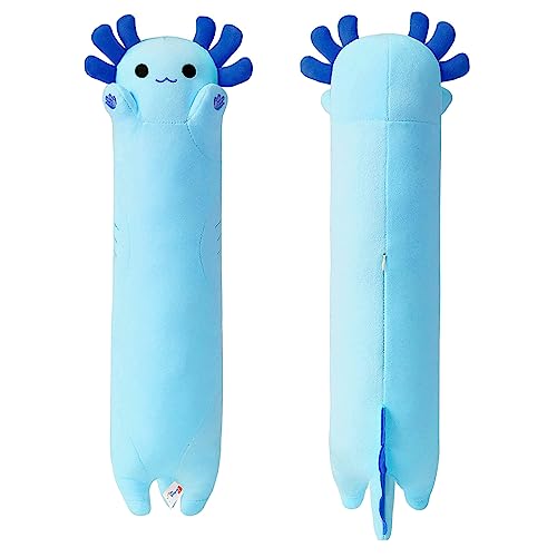 PEACH CAT Blue Long Axolotl Plush Pillow Toy Cute Axolotl Stuffed Animal for Girls and Boys 196 - Image 1