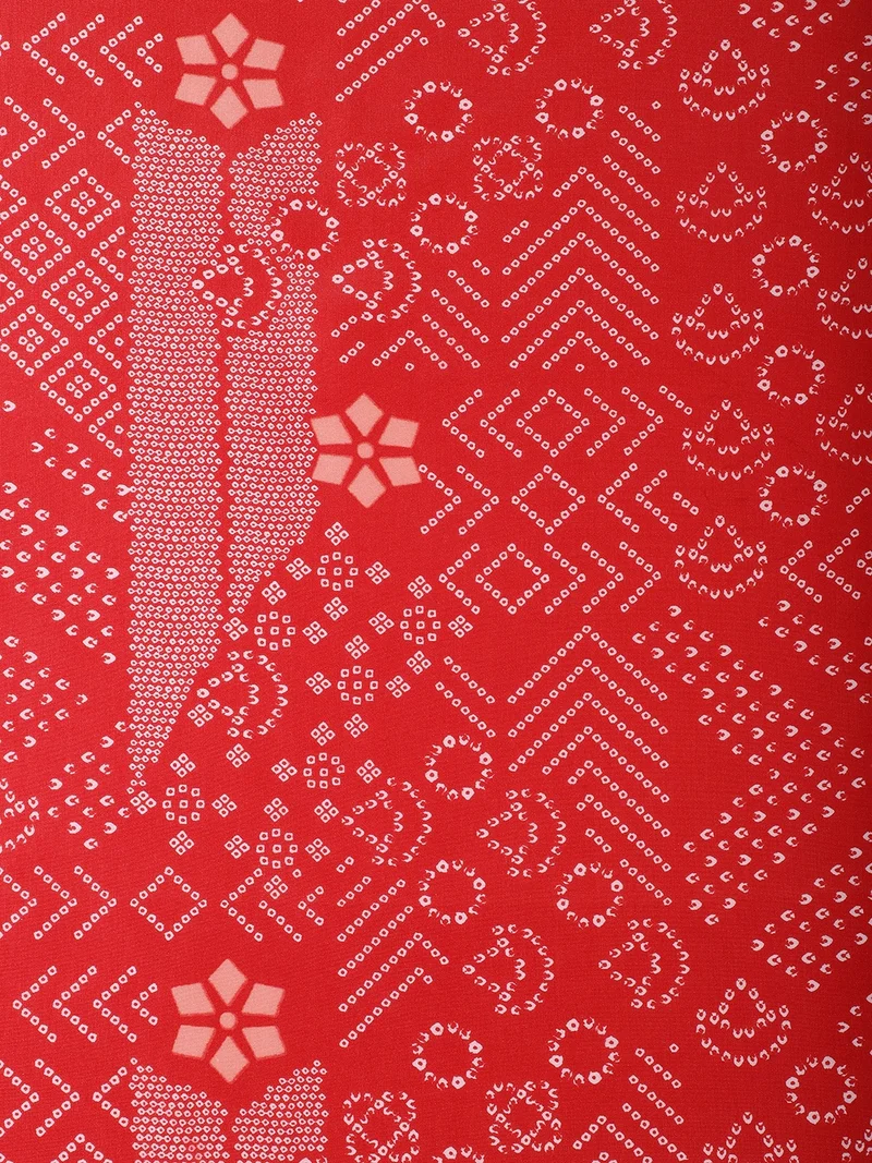 AKS  Red Bandhani Print Crepe Fabric - One Meter  | Best Price UAE