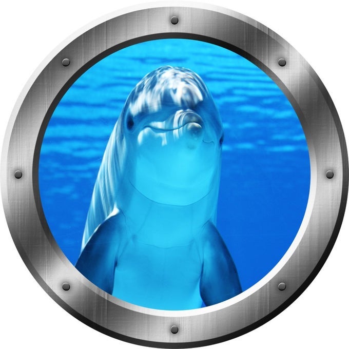 PORPOISE WALL DECAL DOLPHIN PORTHOLE 3D WALL STICKER PEEL AND STICK DECOR SP29 14 DIAMETER