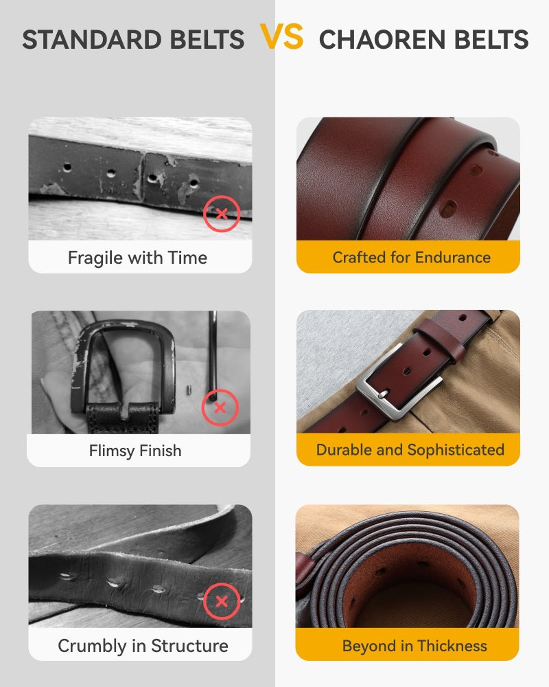 CHAOREN 1.5" Mens Belts Leather - Italian Full Grain Leather Belts - Ideal for Casul Jeans & Work Wear - Image 3