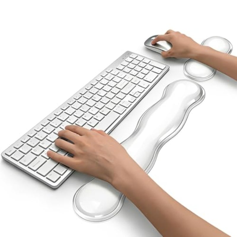 Wrist Rest Set for Keyboard and Mouse, Ergonomic Keyboard Mouse Pad Rests Set with Non-Slip Base Comfortable Durable Gel Support Pad for Typing Gaming Laptop Computer Office - Image 1