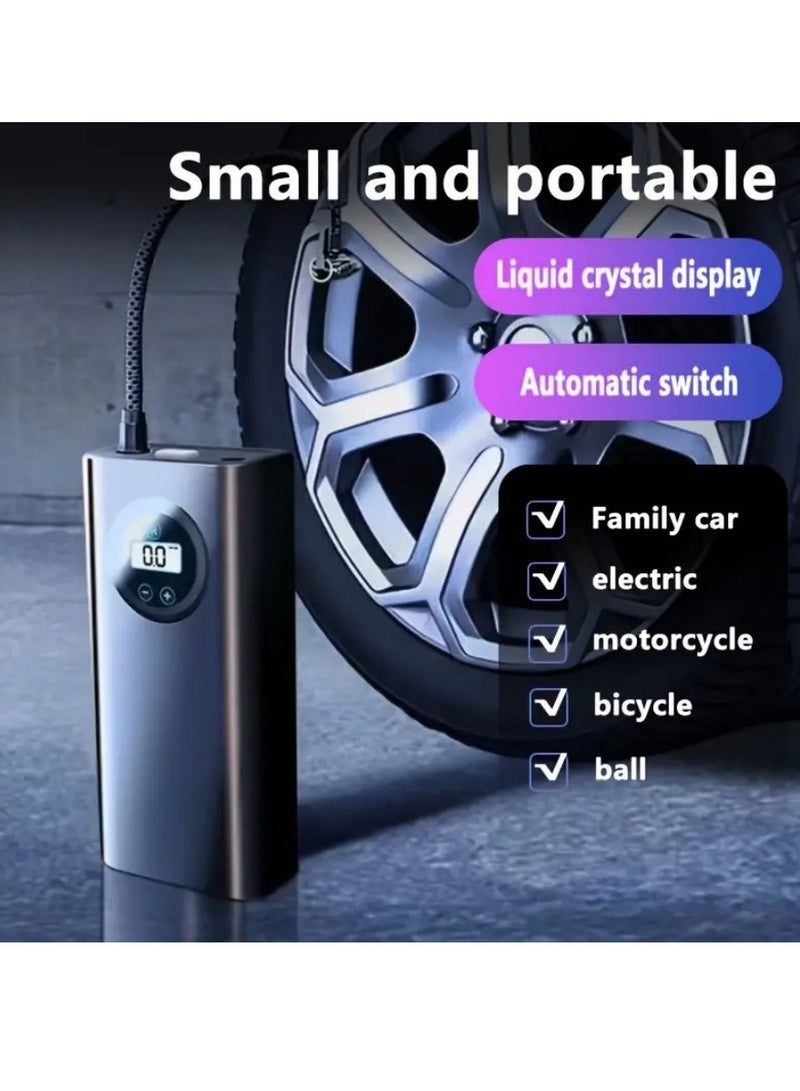 منفاخ إطارات محمول بضاغط هواء 150 رطل/بوصة مربعة، مضخة هواء أوتوماتيكية مع بطارية قابلة لإعادة الشحن وبنك طاقة مع شاشة LCD/LED رقمية، منفاخ إطارات للسيارة/السكوتر الكهربائي/بالبارو - Image 5