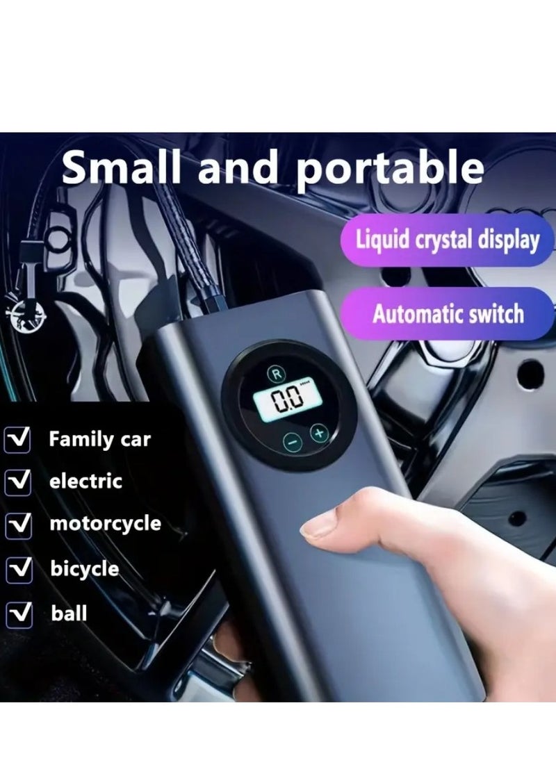 منفاخ إطارات محمول بضاغط هواء 150 رطل/بوصة مربعة، مضخة هواء أوتوماتيكية مع بطارية قابلة لإعادة الشحن وبنك طاقة مع شاشة LCD/LED رقمية، منفاخ إطارات للسيارة/السكوتر الكهربائي/بالبارو - Image 1