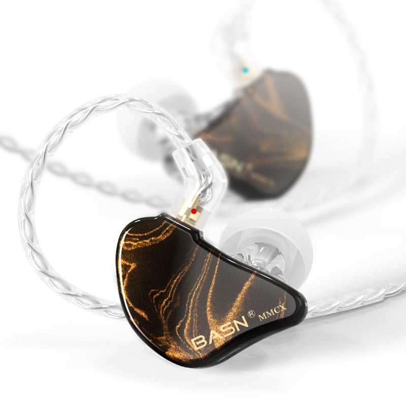BASN MMCX in Ear Monitor Headphones,Triple Driver IEM in-Ear Earphone for Musician Drummer, Noise-Isolation HiFi Stereo Earbuds with Two Detachable Cables(Golden Obsidian) - Image 1