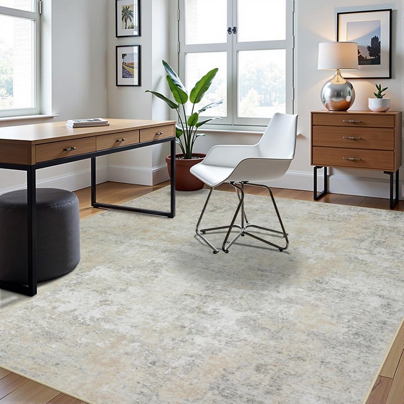 Aelenmu 8x10 Area Rugs for Living Room Rug Washable: Abstract Large Rug for Dining Room Bedroom Carpet Non Slip 8 by 10 Indoor Modern Nursery Home Office Beige Grey - Image 3