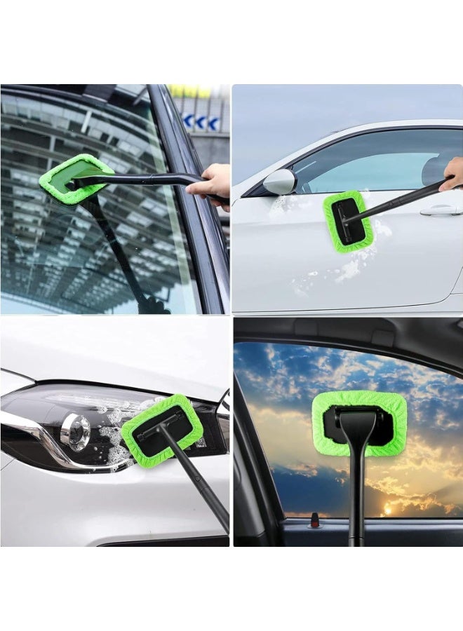 Bukela Car Windshield Cleaning Tool, Windshield Cleaner with 5 Washable and Reusable Microfiber Pads and Extendable Handle, for Auto Glass Wiper (Green) - Image 3