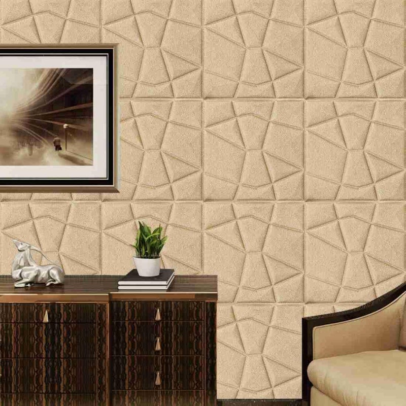 HAXED PVC Self Adhesive 3D Diamond Wallpaper PE Foam Wall Panels DIY Brick Wallpaper Decor Sticker for Wall Living Room, Gold, Pack of 30 - Image 5