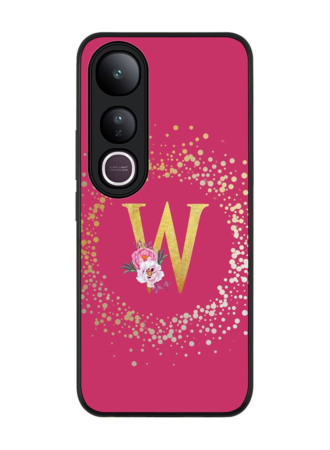 Stylizedd For vivo V50 Lite Case,Slim fit Camera Protection, Shockproof Thin Phone cover  - Custom Monogram Floral - W ( Deep Pink )