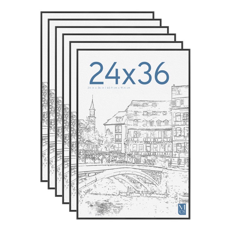 MCS Original Poster Frame 24x36 Black Lightweight Vertical  Horizontal Wall Hanging Large Picture Frame for Posters Art Prints  Gallery Wall 6Pack