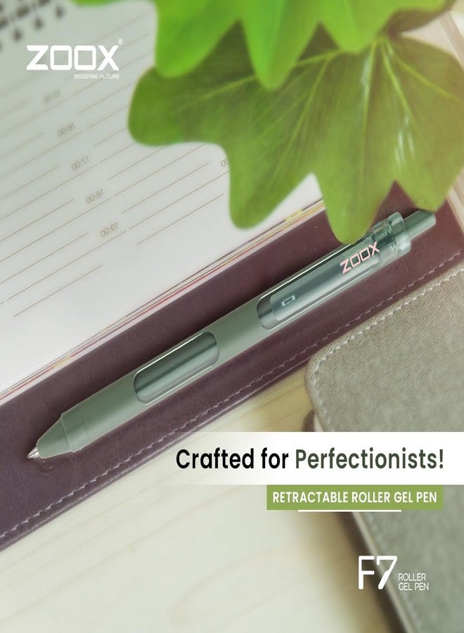 Flair Zoox F7 0.7mm Retractable Roller Gel Pen | Minimalistic Design Rubberised Body For Better Grip | Waterproof Ink For Smudge Free & Smooth Writing | Fitted With Jumbo Refill | Blue Ink, Pack of 10 - Image 4