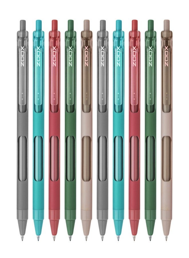 Flair Zoox F7 0.7mm Retractable Roller Gel Pen | Minimalistic Design Rubberised Body For Better Grip | Waterproof Ink For Smudge Free & Smooth Writing | Fitted With Jumbo Refill | Blue Ink, Pack of 10 - Image 1
