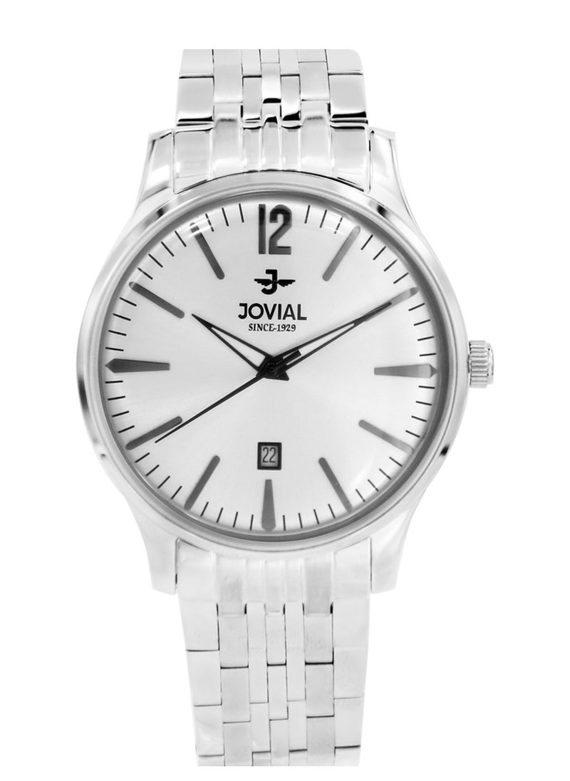 Jovial JOVIAL 5075GSMQ01E Men's metal band  Watch, 40mm, White Dial  - Image 1