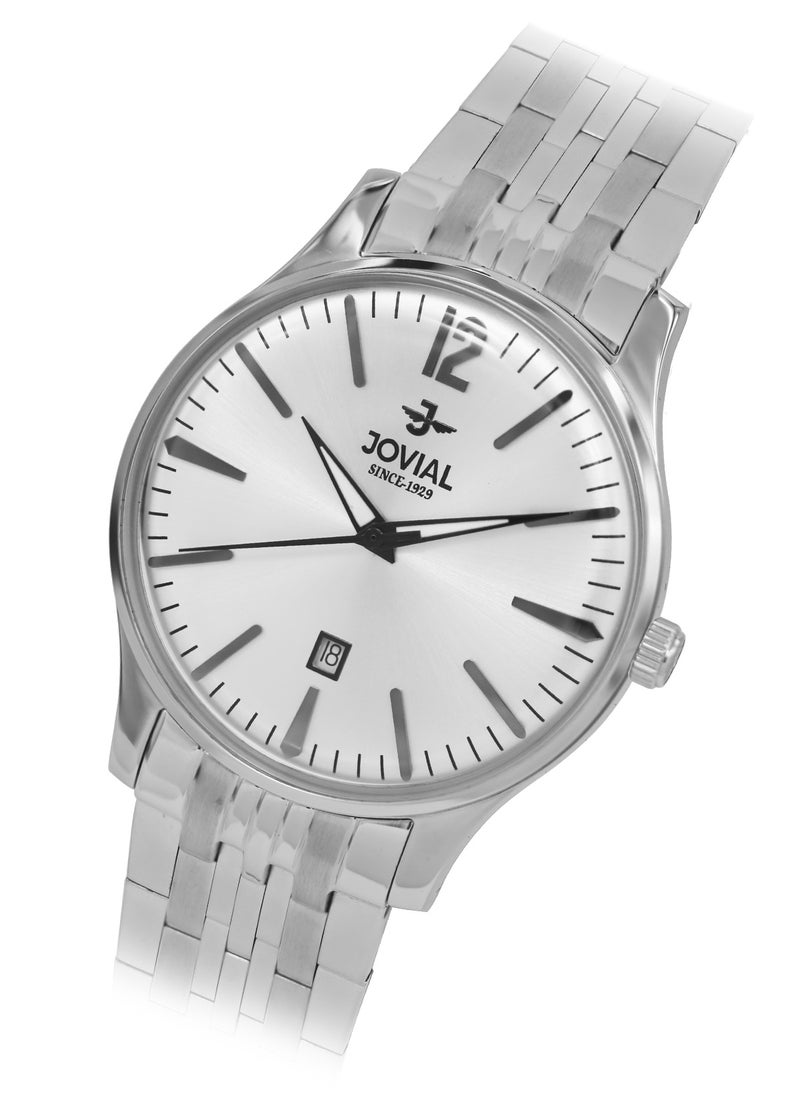 Jovial JOVIAL 5075GSMQ01E Men's metal band  Watch, 40mm, White Dial  - Image 2