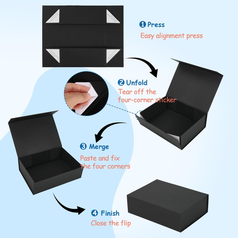 SPEPLA 4 Pack 10.5x7.5x3.1 Black Gift Boxes Bulk, Magnetic Closure Gift Box with Lids for Wedding Christmas Birthday Groomsmen Bridesmaid Proposal - Image 3
