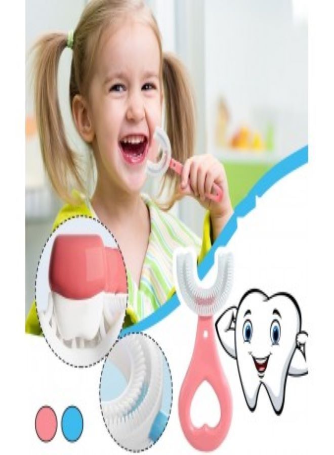 فرشاة أسنان للأطفال على شكل حرف U لطفل رضيع بعمر 2-6-12 سنة شعر ناعم من السيليكون مع تنظيف بالفرشاة - Image 1