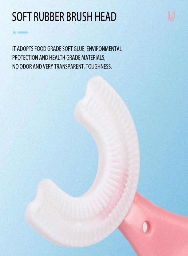 فرشاة أسنان للأطفال على شكل حرف U لطفل رضيع بعمر 2-6-12 سنة شعر ناعم من السيليكون مع تنظيف بالفرشاة - Image 3